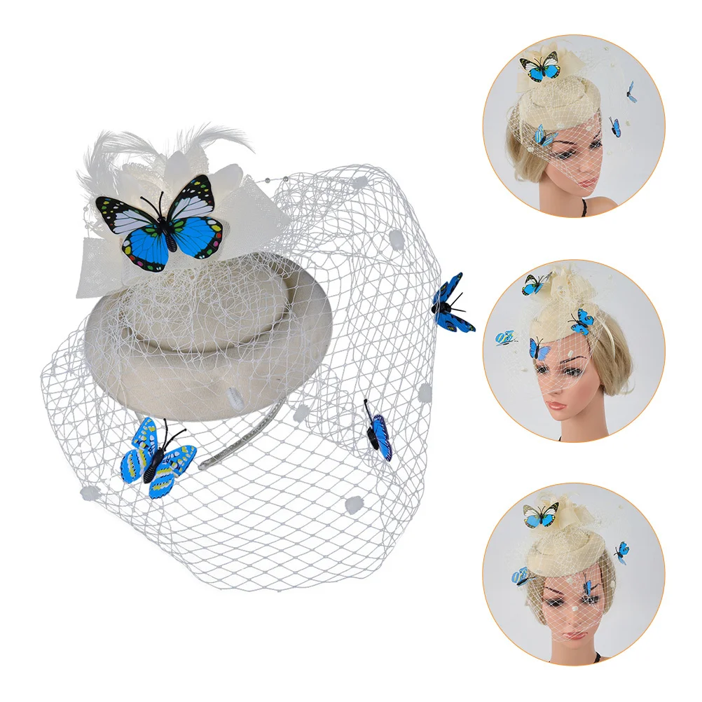 

1Pcs Wedding Headwear Hairband Mesh Mini Hat for Women Elegant Party Photo Accessory Net Yarn Headdress Stylish