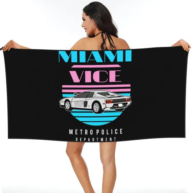 Miami Vice Squad Racecar Metro Police Department Tv Series Quick dry Towel New Bathrobe Sports Towel