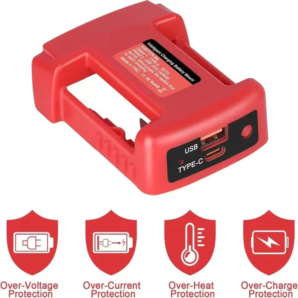For DeWalt 20V For Milwaukee 18V Lithium Battery For Makita For Einhell Laptop Mobile Phone Fast Charging USB Type C Power Bank