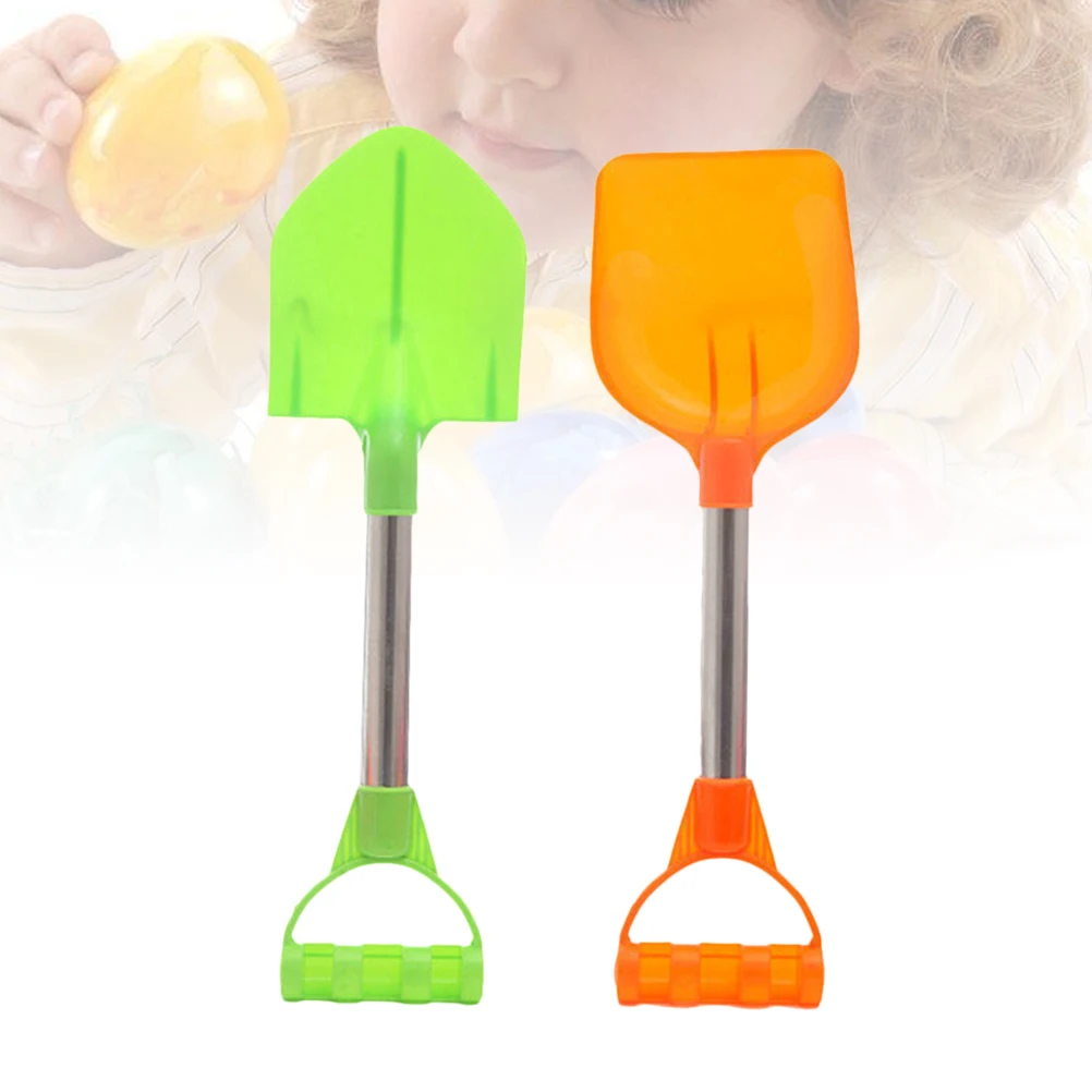 Outils de pelle de plage, jouets de sable pour enfants, pelle en acier inoxydable, plastique pour l'extérieur, 2 pièces