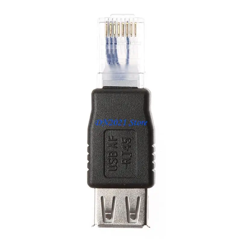 F3KE 2Pcs USB Type A Female To Ethernet Internet RJ45 Male Connector Converter Adapte