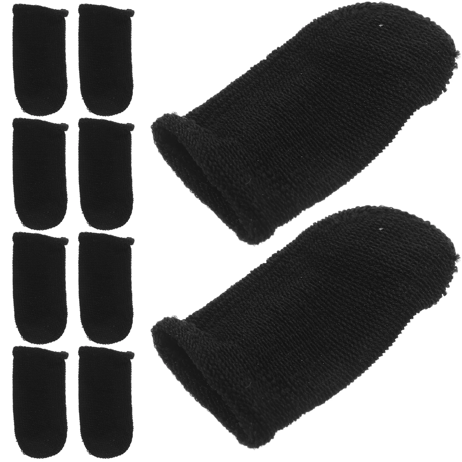 

10pcs Anti Sweat Breathable Finger Sleeves Ultra Thin Touchscreen Gaming Fingertip Protectors Durable Cloth Tips Black