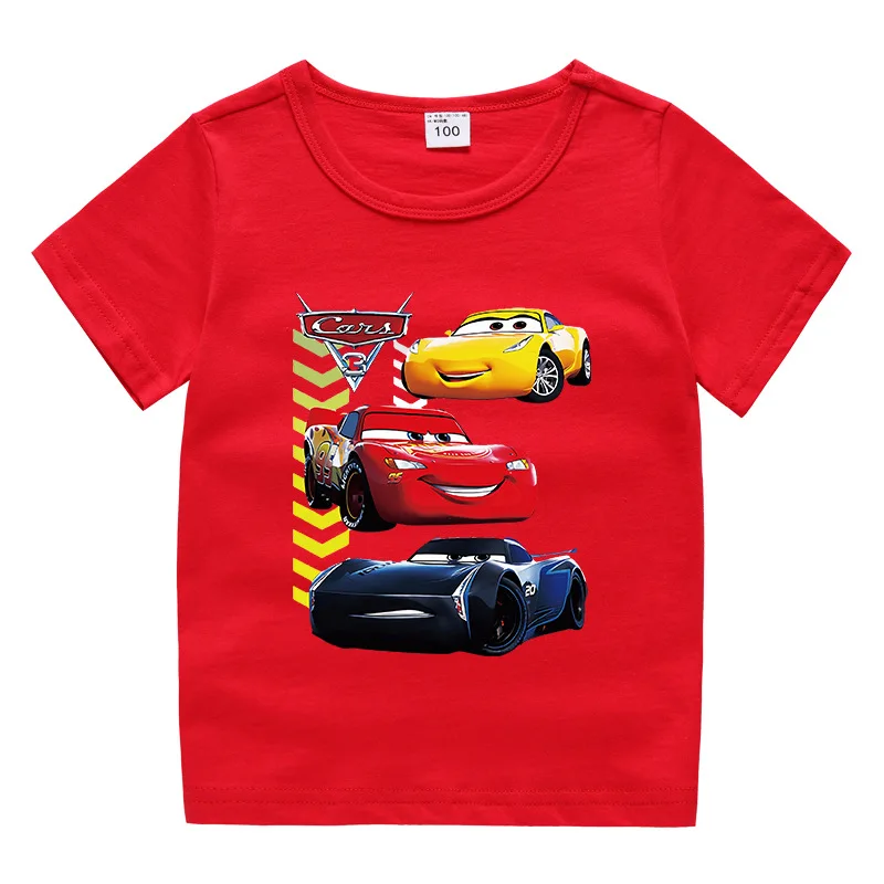 New Style Car Pixar Lightning McQueen Cartoon Print T Shirt Boy Girl Summer Funny Top Fashion Kids Summer Colthing