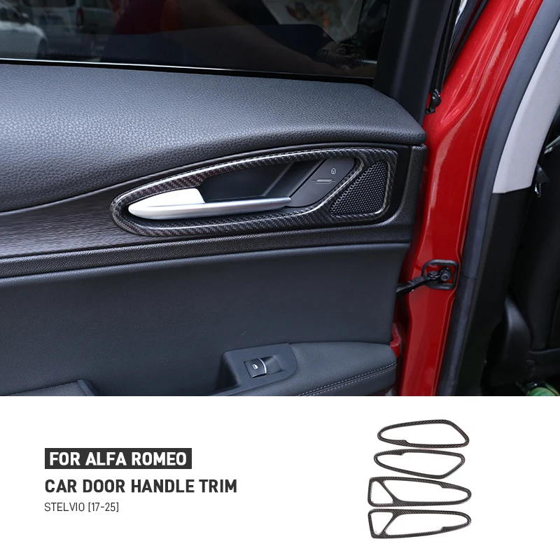 

For Alfa Romeo Stelvio 2017-2025 Real Carbon Fiber Car Inner Door Handle Frame Decoration Cover Trim Stickers Car Accessories