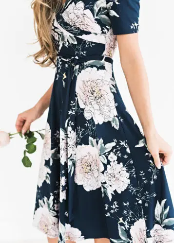 VIP link Women Summer  Floral V-Neck Dress image 2