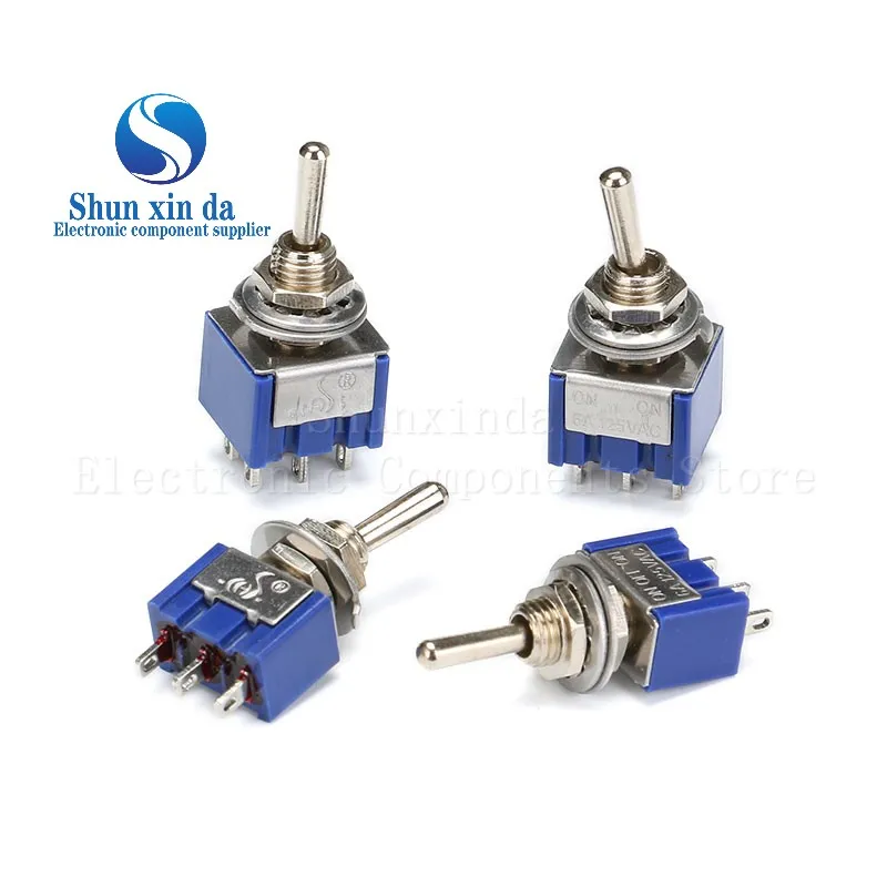 5PCS MTS-102 Rocker Switch SPDT DPDT Toggle Switch 5A 6A 125V Self-Reset Switch 3A 250 AC 3 6PIN ON-ON ON-OFF-ON Starting Switch
