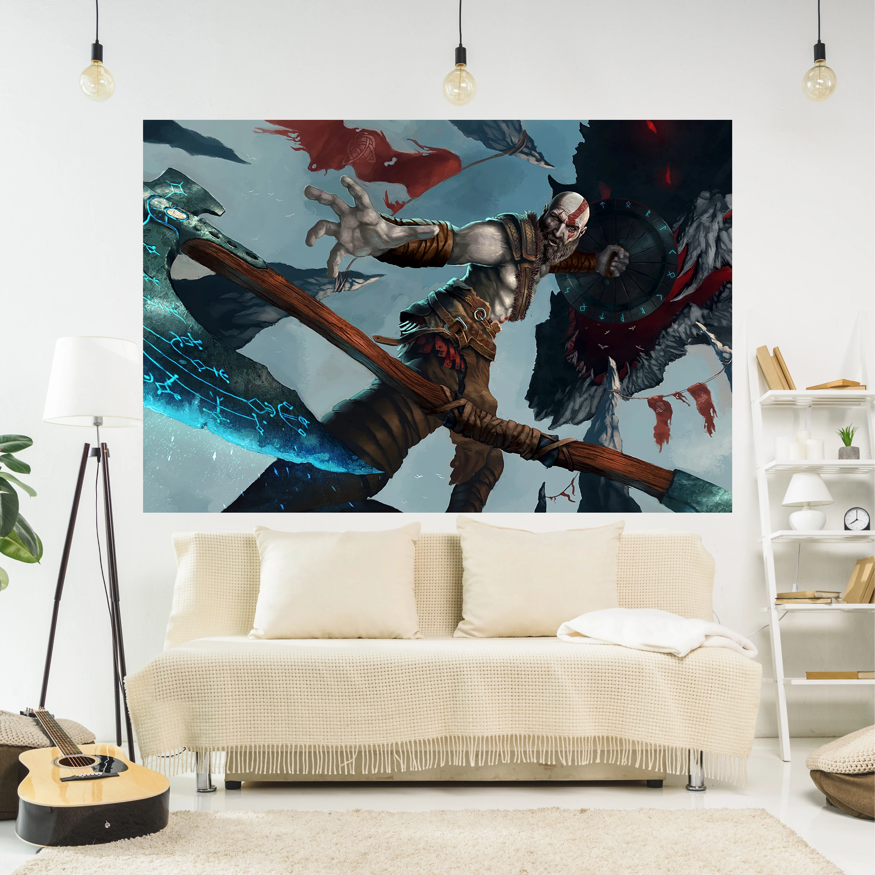 

Game Poster Tapestry God Of War Printed Wall Hanging Art Aesthetics Carpets Bedroom Or Home For Decoration