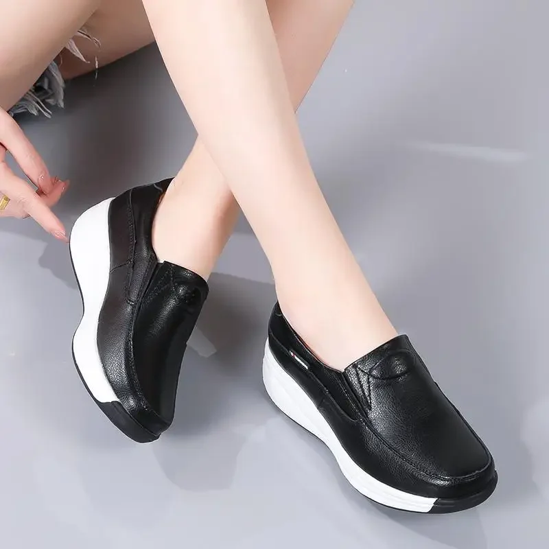 

Genuine Leather Women's 2024 Spring New Slip-on Women's Shoes Spring and Autumn Flat Shoes Pumps Pregnant Women Loafers