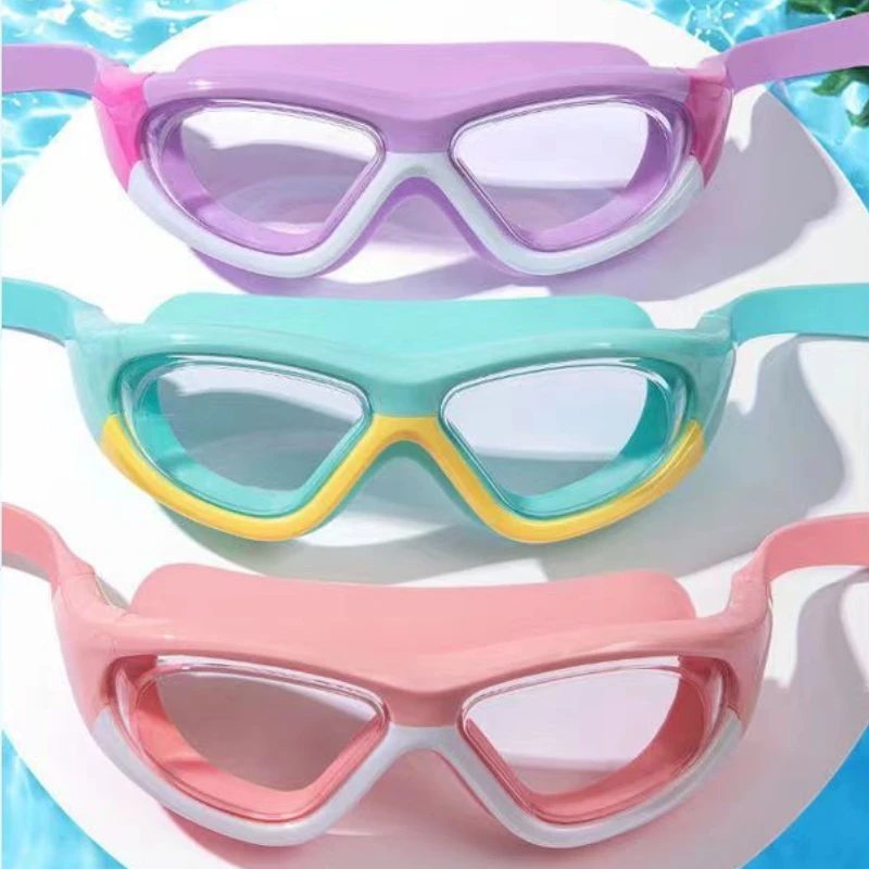 Protective Goggles for Boys and Girls Learning To Swim Anti Fog Large Frame Comfortable Silicone for Pool Beach Training