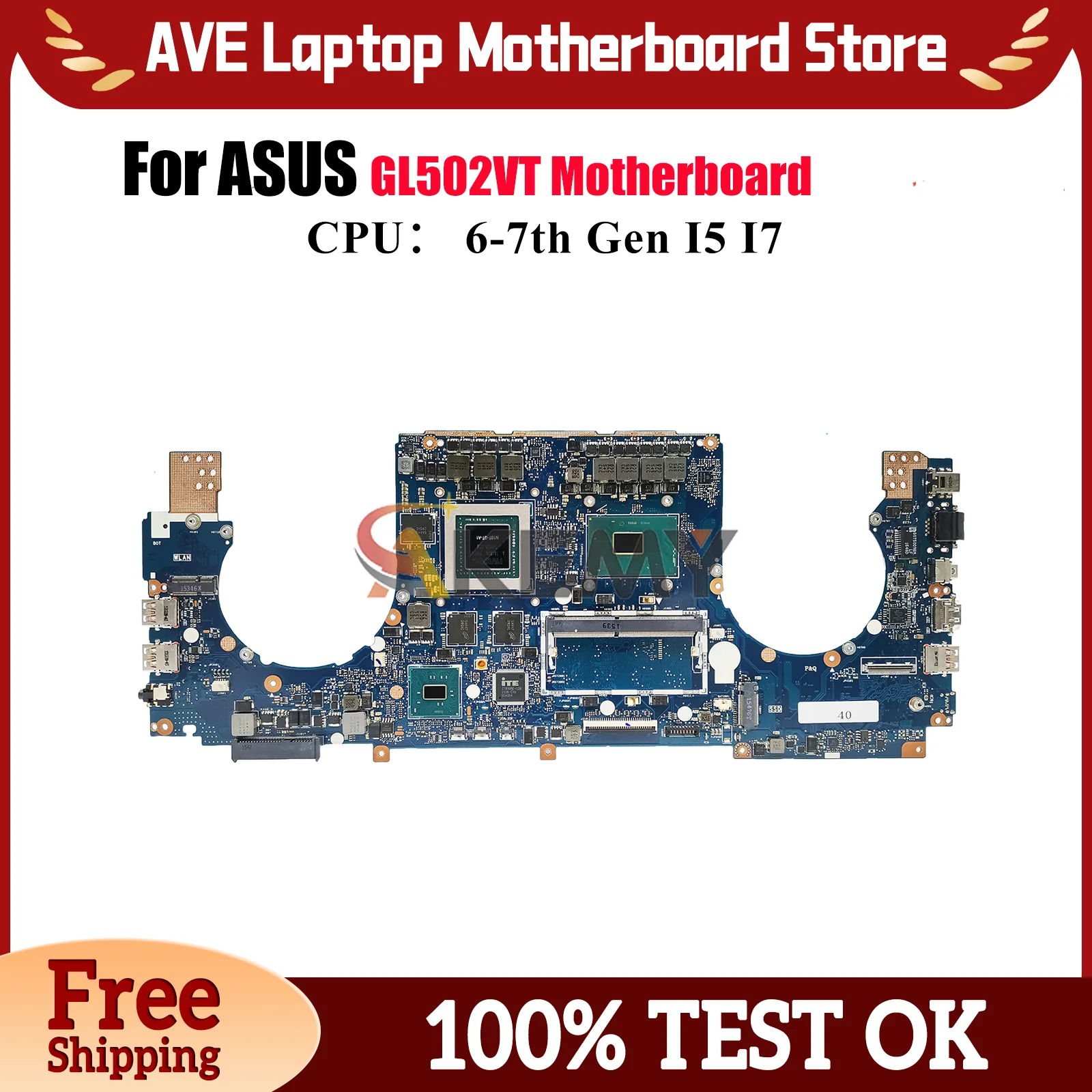

GL502VT Laptop Motherboard For ASUS ROG Strix GL502VMK GL502V GL502VM Notebook Mainboard With I5 I7 CPU 100% tests OK fast ship