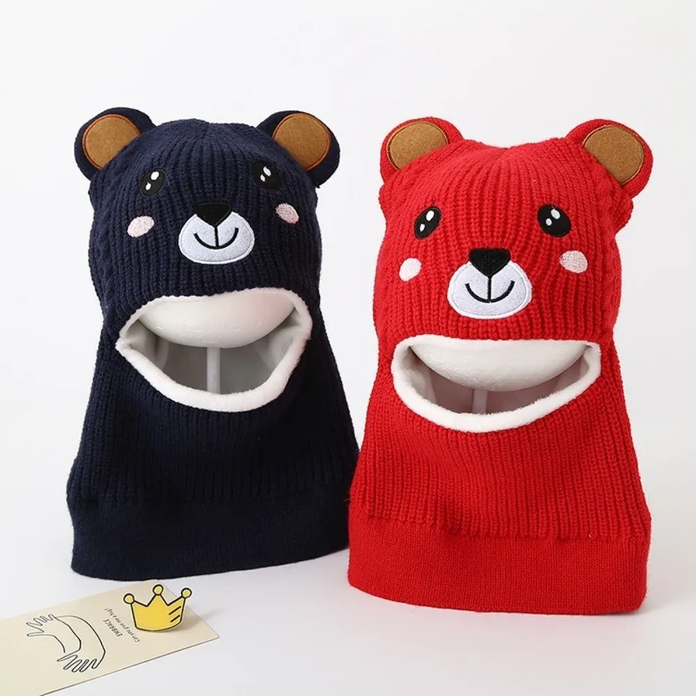 

Новая милая мультяшная защитная шапка для ушей, ветрозащитная, морозостойкая шапка, шарф, цельная теплая вязаная шапка для детей
