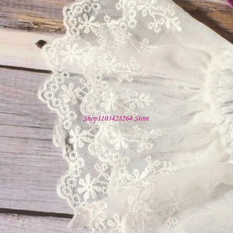 رومبير من الدانتيل المخملي الناعم لحديثي الولادة مع عصابة رأس على شكل فيونكة متطابقة، مجموعة ملابس أطفال فاخرة مريحة لالتقاط صور #3