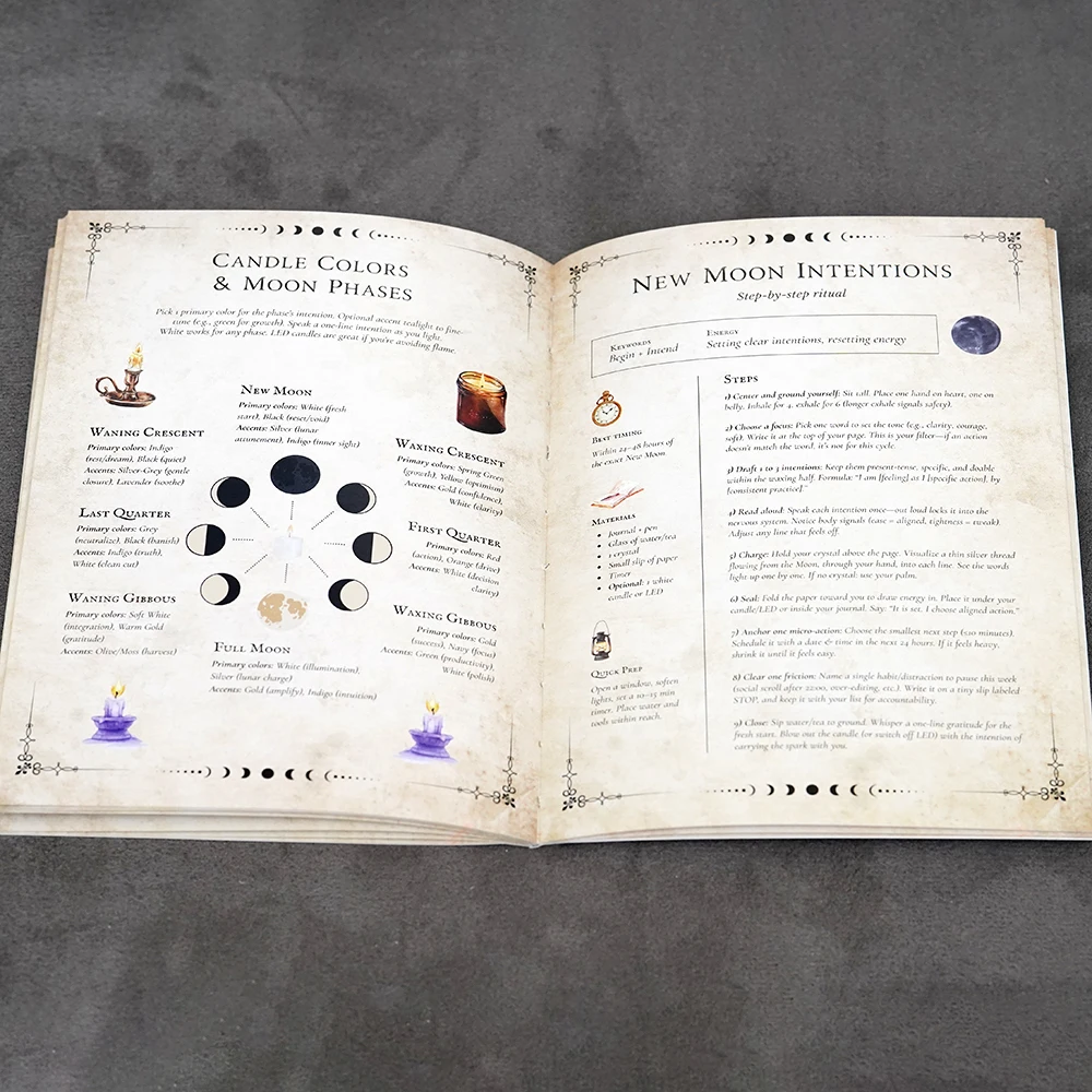 Moon Magic Journal Lunar Spellbook Grimoire Notebook for Witchcraft Ritual Planning Moon Phase Tracking Full Moon New Moon Manif image 2