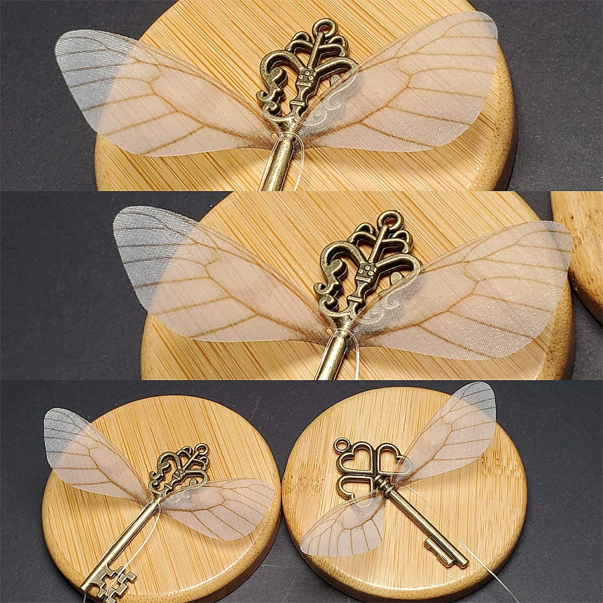 Vintage Skeleton Keys Flying Key Charms with Dragonfly Wings DIY Realistic Effect for Room Wedding Party Decorations