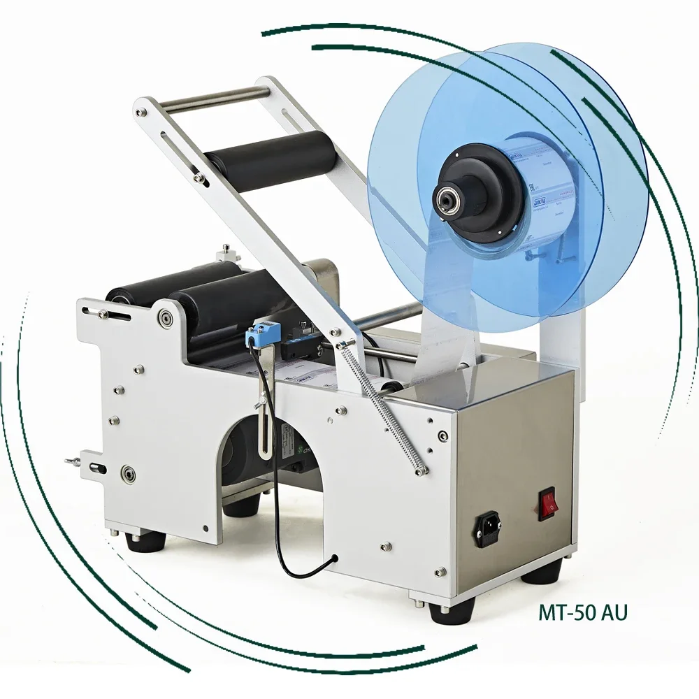 240v Mini Label Applicator Mt-50c Semi Automatic Round Bottle Labelling Machine Hzpk Semi-Auto Mt-50 Mt 50 Mt50 Labeling Machine