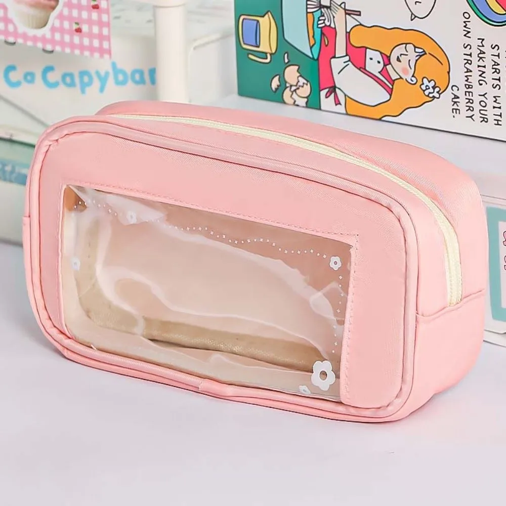 PVC Y2K Stationery Bag Flower Desktop Storage Korean Style Pencil Case Large Capacity Cosmetics Card Pen Cloth PVC Pencil Pouch