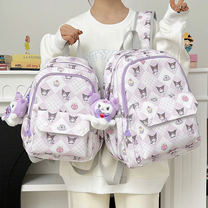 

Anime Cinnamoroll My Melody Kuromi Cartoon Large Capacity Waterproof School Bag Kawaii Portable Travel Storage Bag Holiday Gift