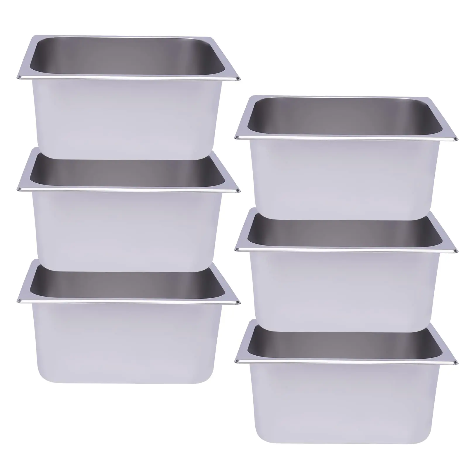

6 Pack Full Size Stainless Steel Steam Hotel Pan 20.87X12.99X6In Steam Table Pan Food Service Pan for Party, Kitchen, Restaurant