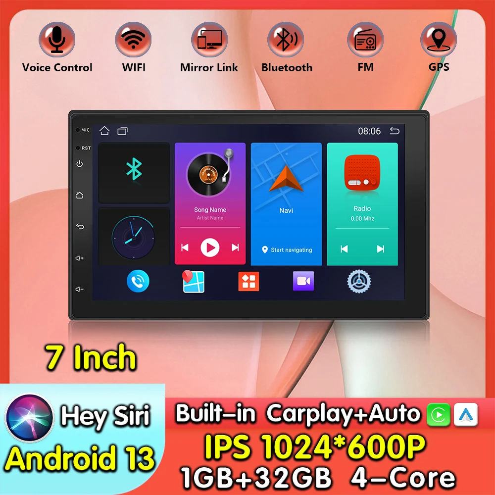 

BOSSCAR 7 "/9"/10" 2 DIN Android 12 2 + 32G Автомобильная стереосистема Carplay Android Auto GPS SAT Navi Bluetooth FM RDS Радио WIFI Сенсорный экран