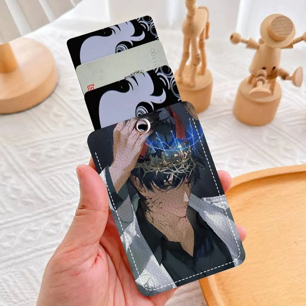 Anime Omniscient R-Reader V-Viewpoint Rectangle ID Card Case Keychain Card Bag Key Tag Ring Leather Card Holder Key Ring Access