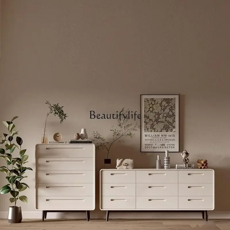 

ls 27Cream Wind Bucket Cabinet Light Luxury Five Bucket Living Room Wall Storage Cream Wind Bedroom Drawer Cabinet Storage
