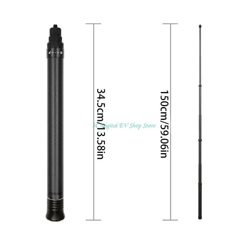E74D Hiking Invisible Selfie Adjustable Length Walking Carbon Fiber light view 6