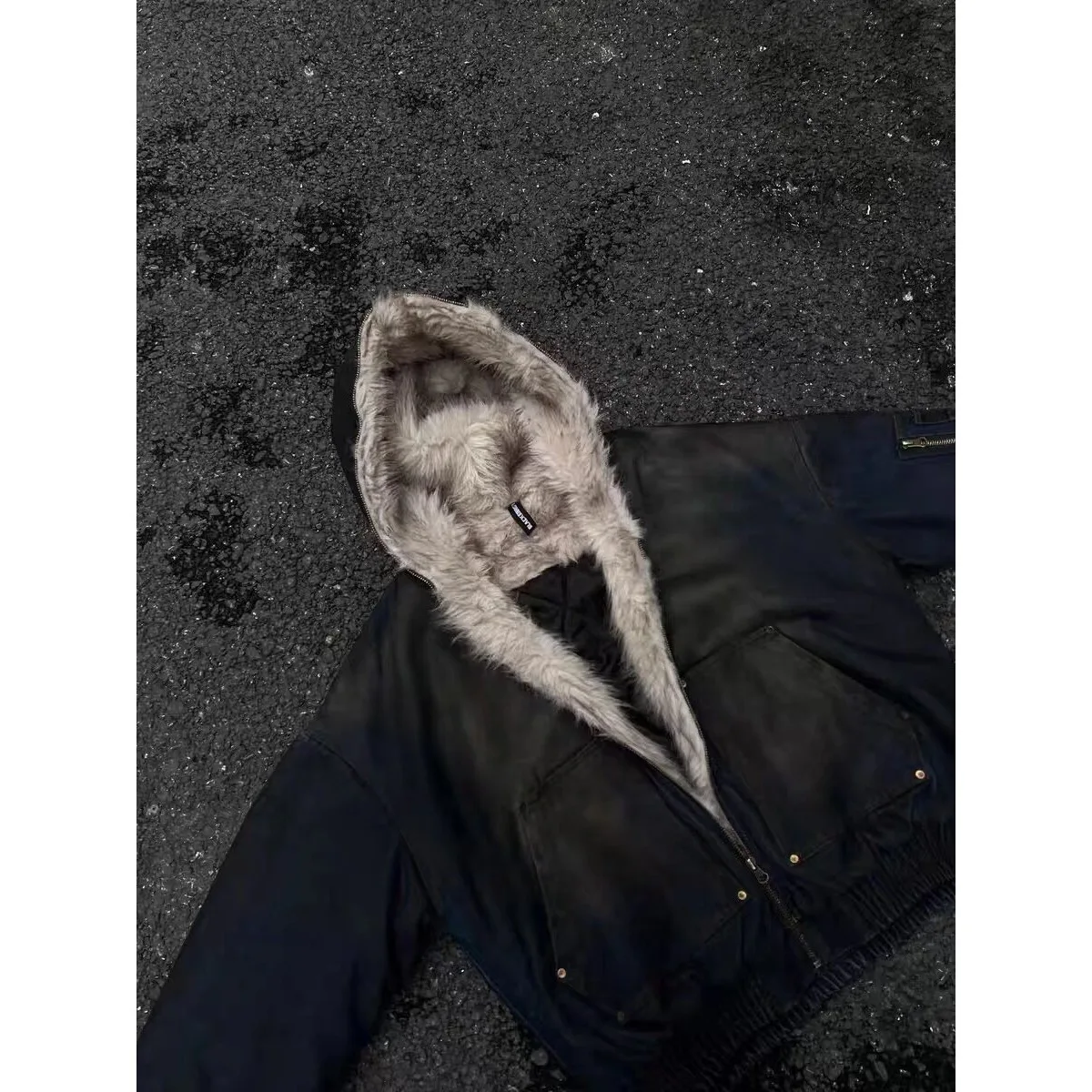 Thiened Fce doublé à capuche Denim Jaet hommes automne hiver grande taille américain Sle Faionable manteau avec col en fourrure