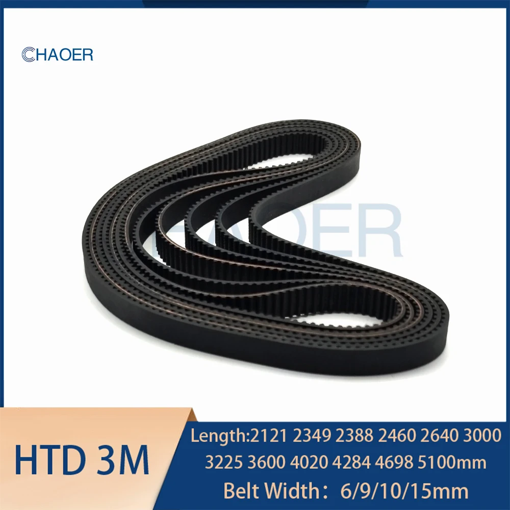 

HTD 3M Rubber Synchronous Timing Belt Length 2121 2349 2388 2460 2640 3000 3225 3600 4020 4284 4698 5100mm Width 6/9/10/15mm