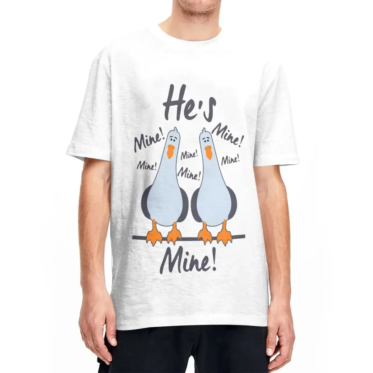 Men Women T-Shirts  He's Mine Seagull Hipster Cotton Tee Shirt Short Sleeve T Shirt O Neck Tops Printed