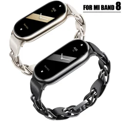 Original Metal Strap for Xiaomi Mi Band 8 Bracelet Fashion Cowhide Leather Replacement Wristband for Miband 8 NFC Accessories