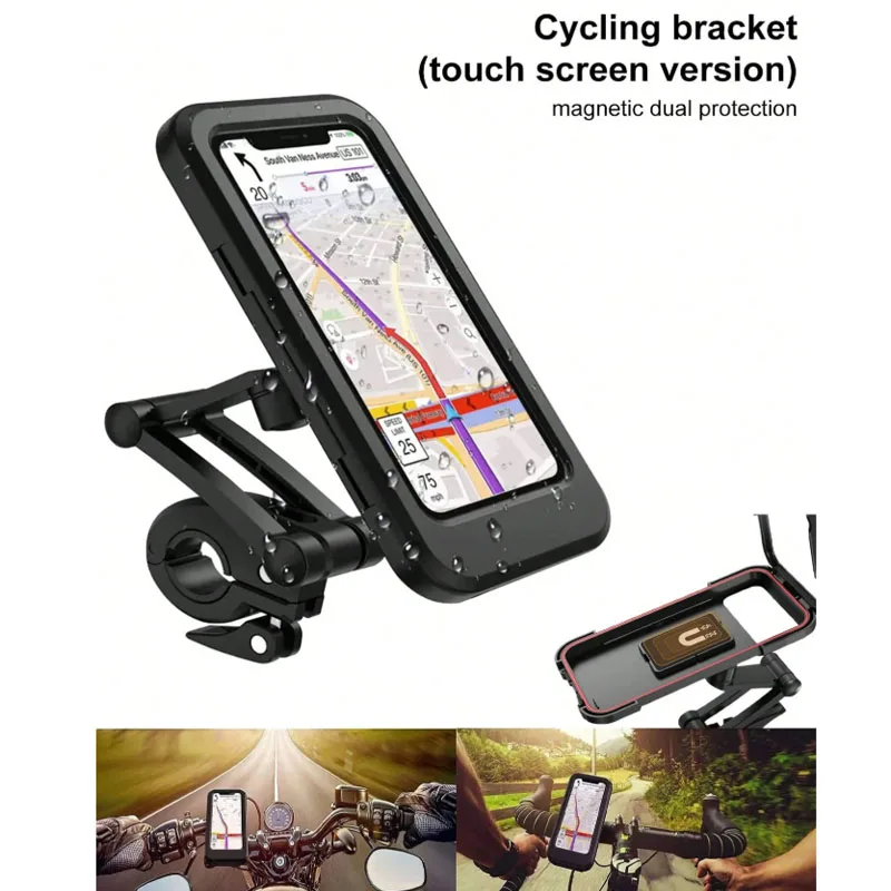 Waterproof Motorcycle Phone Holder - Universal Bicycle GPS 360° Rotating Adjustable - Motorcycle Phone Stand - Suitable for iPho