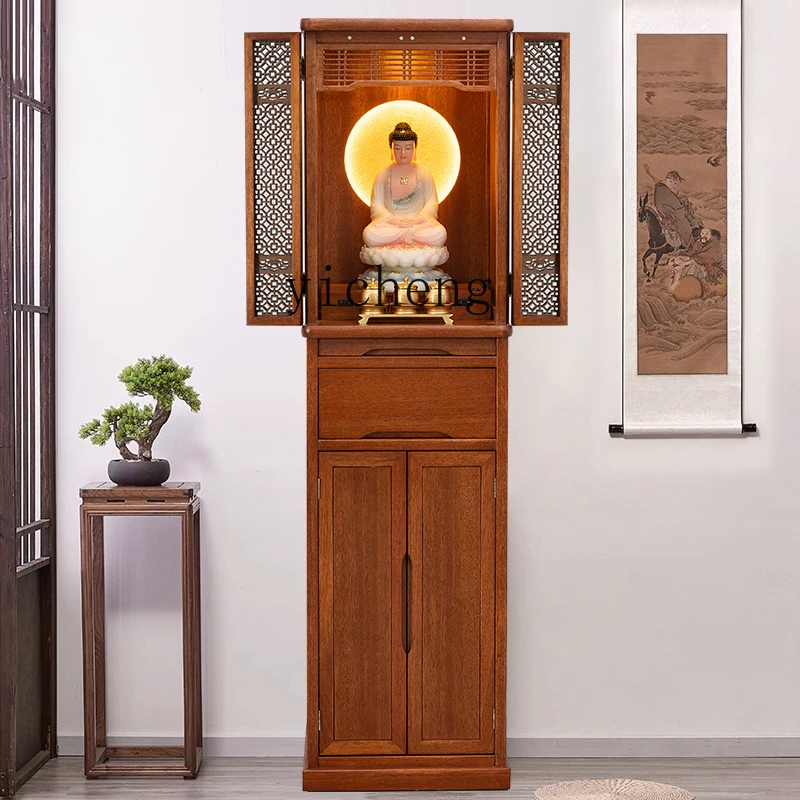 ZC solid wood vertical cabinet with door, Buddhist niche, God of Wealth cabinet, Buddhist platform household table