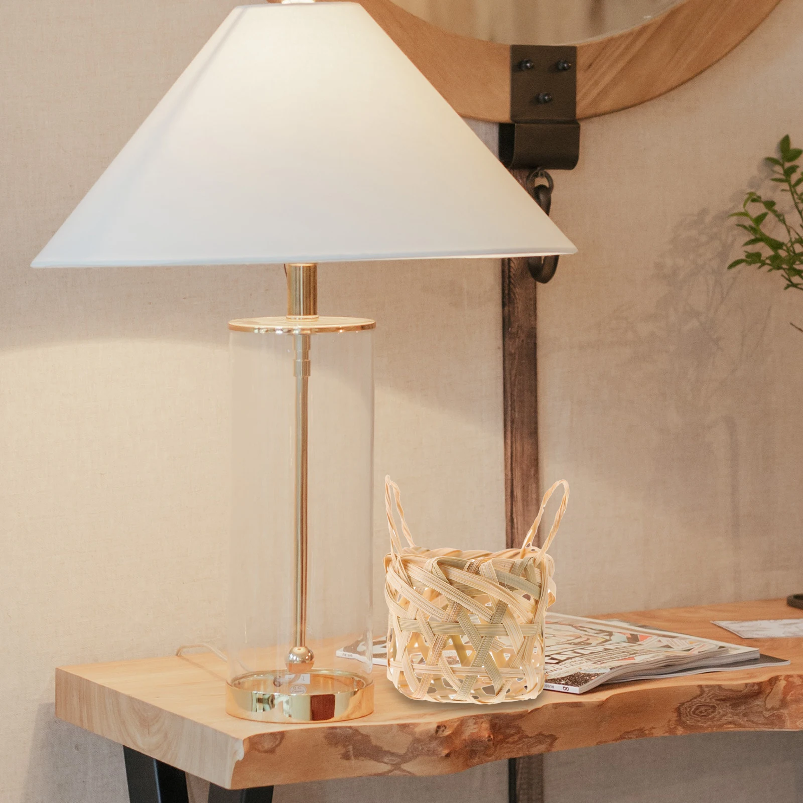 

2Pcs Bamboo Pendant Lamp Shade Rustic Woven Small Hanging Lampshade for Ceiling Lights Cover Decorative Indoor Lighting