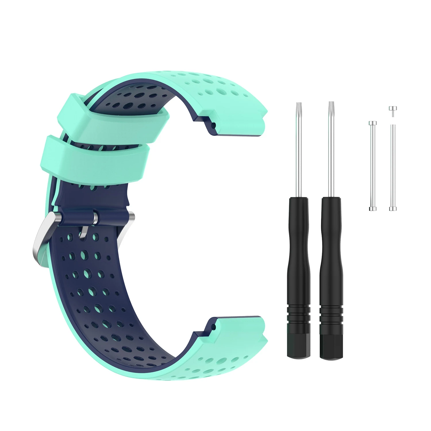 

Silicone Watch Band Strap for Garmins Forerunner 220 230 235 620 630 735 Wristband with Repair Tool Blue+Teal