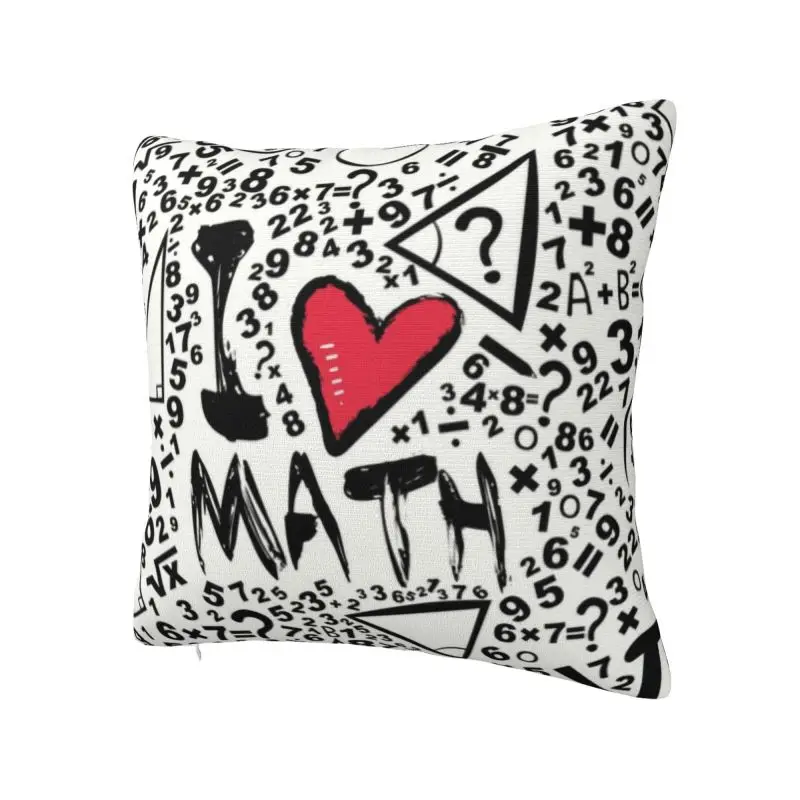 Modern I Love Math Pattern Cushion Cover Velvet Geek Mathematics Teacher Throw Pillow Case Decoration