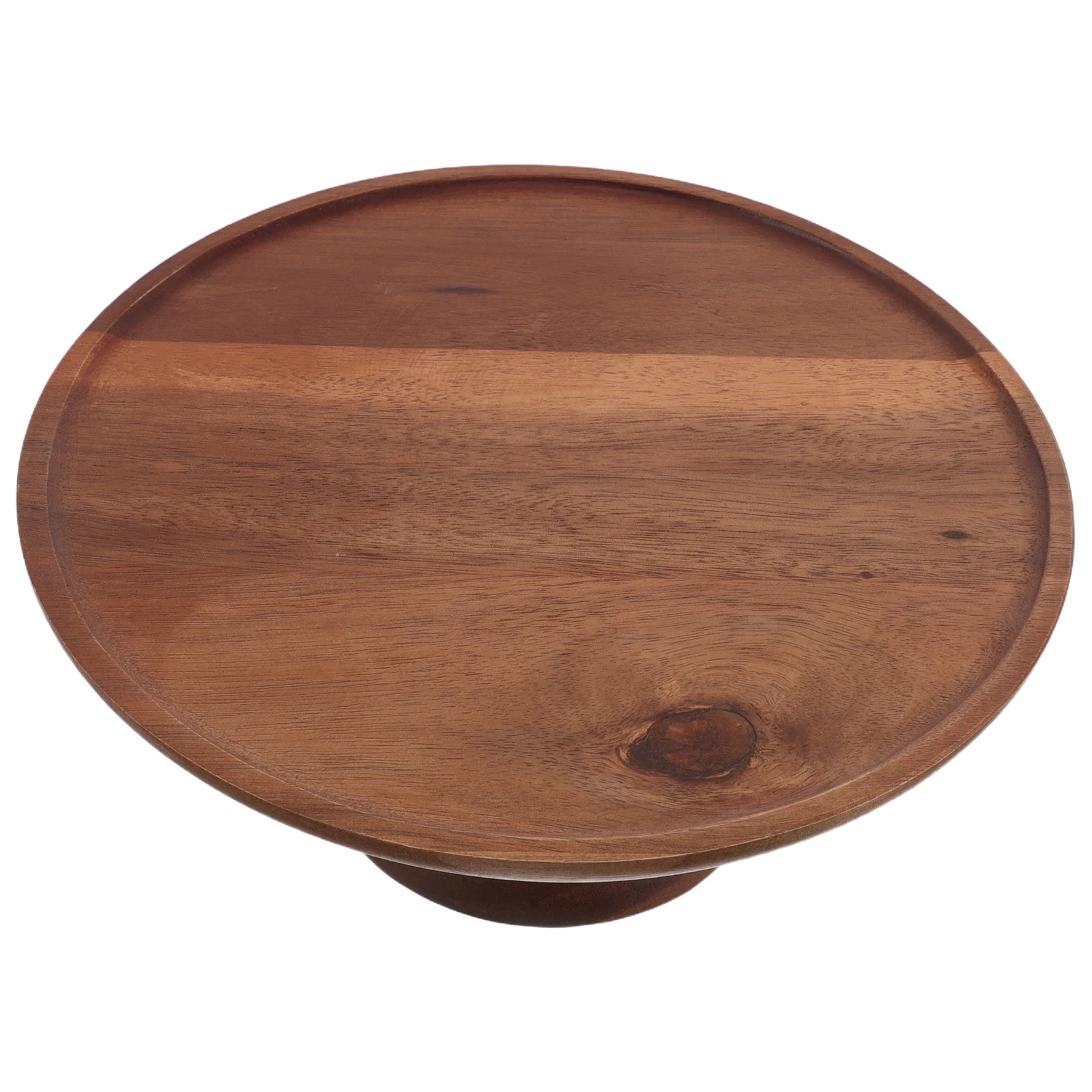 

Acacia Wood Round Serving Tray Footed Dessert Display Cake Snack Cupcake Dining Table Centerpiece Fruit Platter