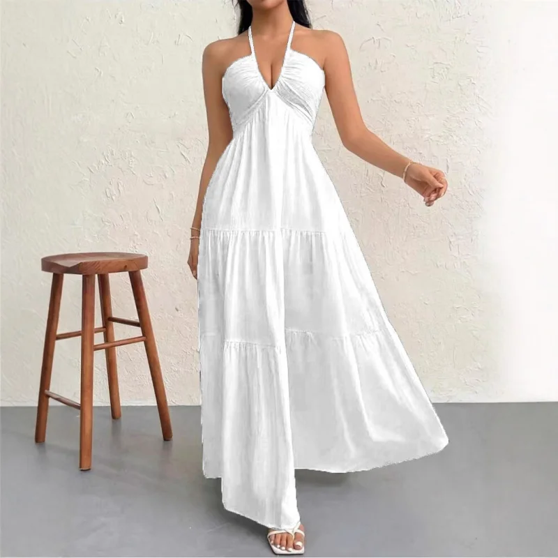 فستان بوهو عميق على شكل حرف V بدون أكتاف - فستان طويل أنيق بحزام لحفلات الزفاف والحفلات والمناسبات الخاصة وملابس السهرة