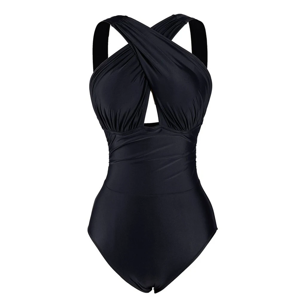 MUl\'hyaffiliés-Maillot de bain vintage une pièce, tenue de plage, couleur unie, grande taille, vêtements d\'été, pour les vacances, 2024