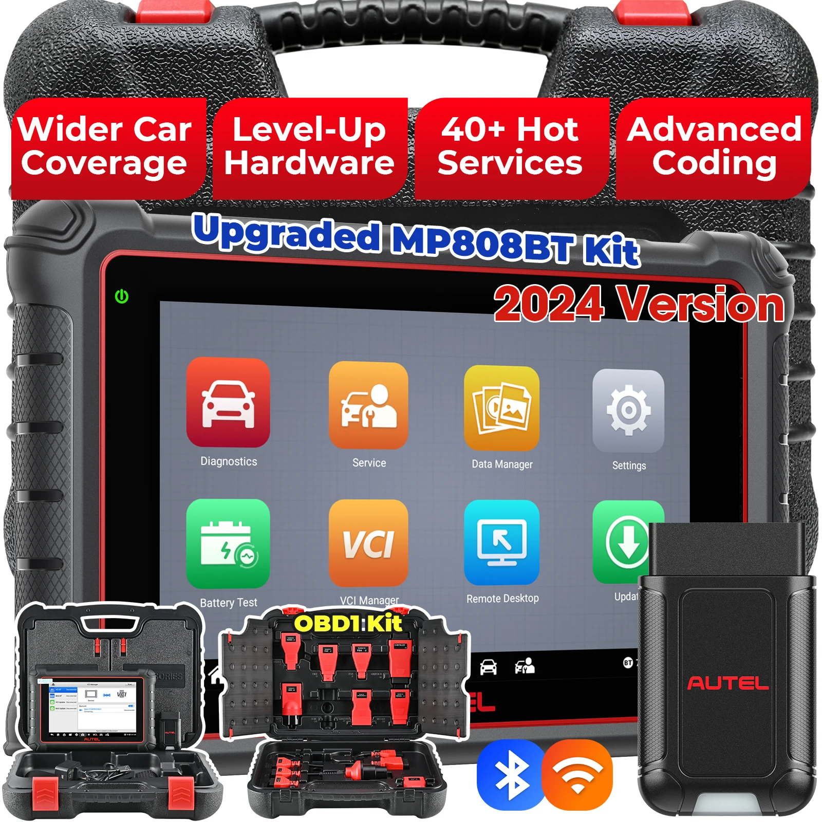 Autel MaxiPRO MP900-BT KIT Diagnistic Scanner MP900BT DoIP CANFD ECU Coding Bidirectional Automotive Tools PK MP808BT PRO