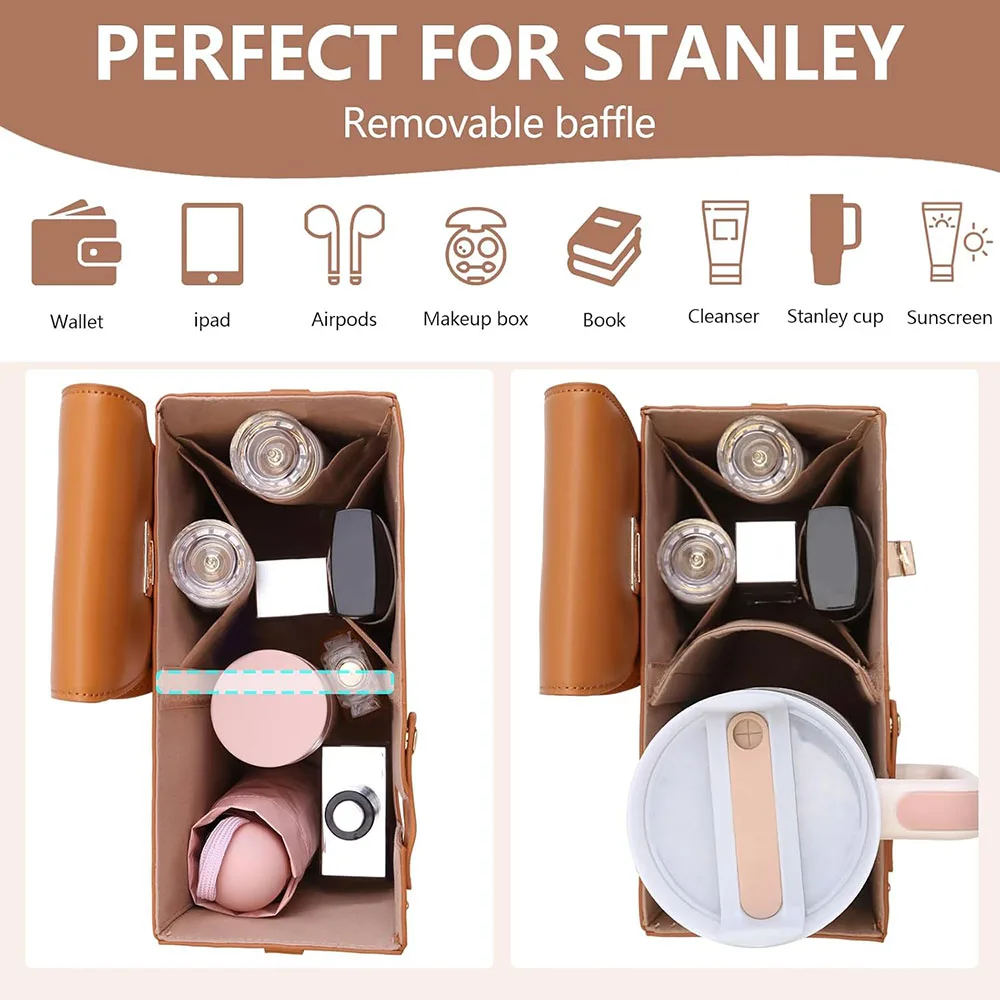 Bolsa de ombro crossbody com suporte para garrafa de água, bolsa de proteção multifuncional para férias, portátil ao ar livre, armazenamento de copo de água