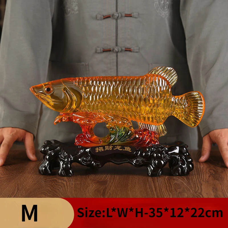 Liuli Jade Zhaocai Gold Dragon Fish Decoration Home, Living Room, Creative Decoration Office Decoration Shop Opening Gift