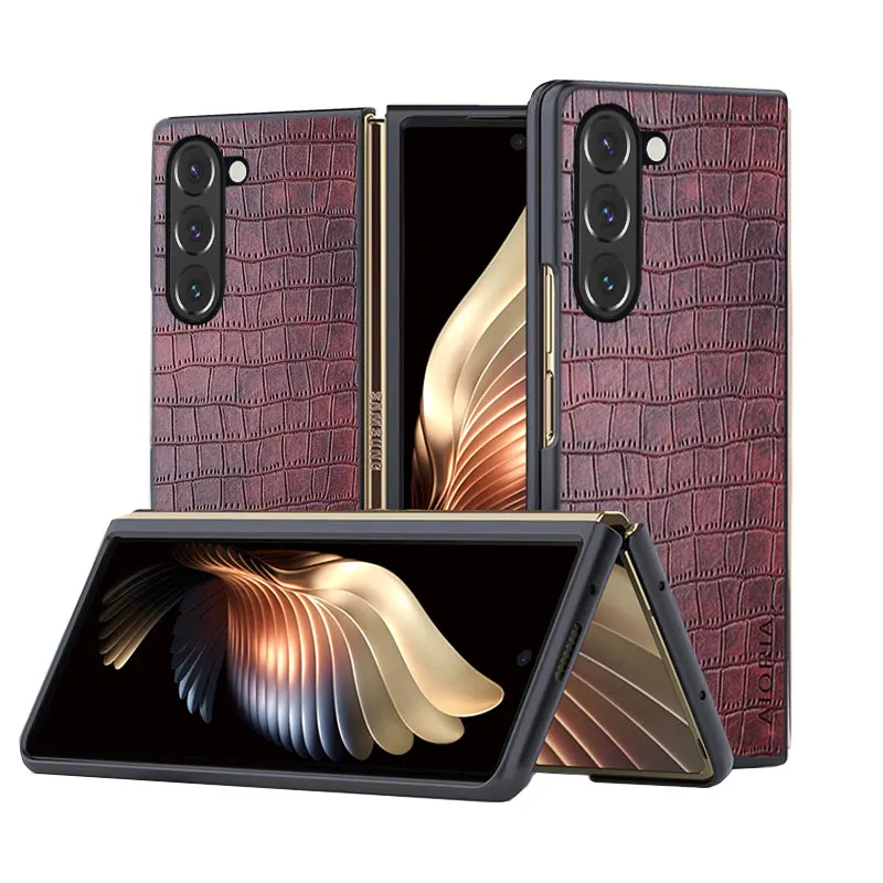 Luxury Crocodile Leather Case For Samsung Galaxy Z Fold 6 5 4 Fold 3 5G Protective Cover for samsung galaxy z fold 6 case image 6