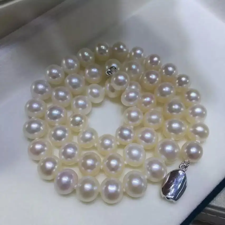 

Gorgeous AAAA 7-8mm South China Sea White Pearl Necklace 18 inches 925s fine jewelryJewelry Making