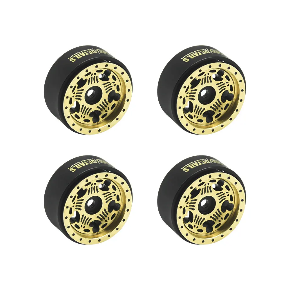 

CNC Brass Skull 1.0' Wheels 4pcs/set for Axial SCX24 Black Gold for Axial SCX24/AX24 TRX4M D Model