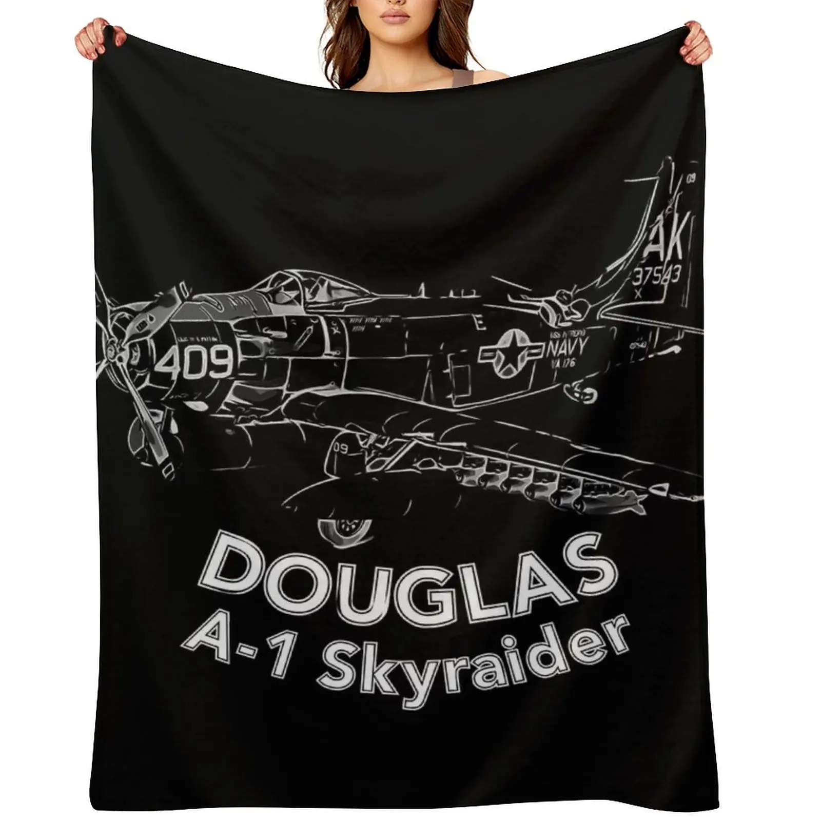 

Douglas A-1 Skyraider Aircraft Throw Blanket Softest Kid'S wednesday Picnic Blankets