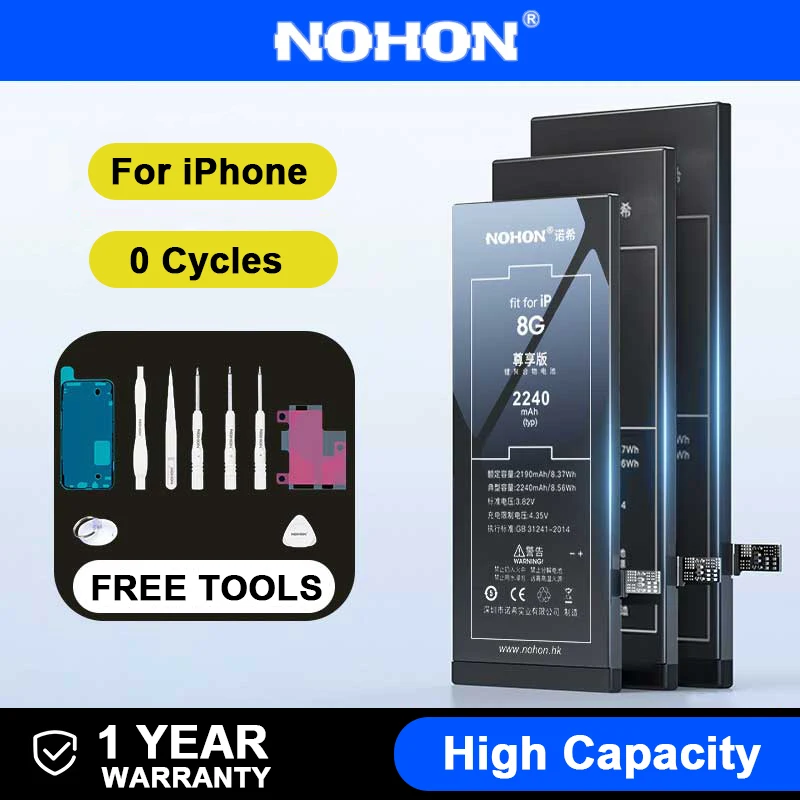 

NOHON High Capacity For iPhone 8 7 Plus 12 11 X XS XR Replacement Bateria For Apple iPhone 6S Plus 6 S 12 Mini 5S 5C 5