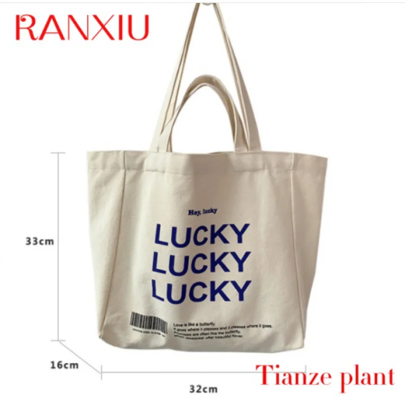 Tas jinjing katun Eco dengan banyak kantong, tas kanvas dengan logo kustom
