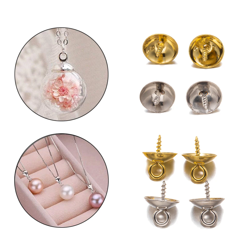 20 Stück Edelstahl Schrauben augen Kaution oben gebohrte Perlen End kappen Anhänger Anschlüsse für DIY Halskette Schmuck Zubehör