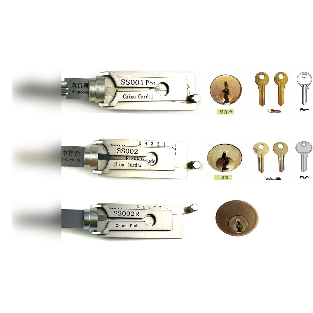 SS001 SS002 and SS002R 2 In 1 Lock Key Precision Hook And Pick Set Pick-up Kits Door Lock Unlocking Engineering