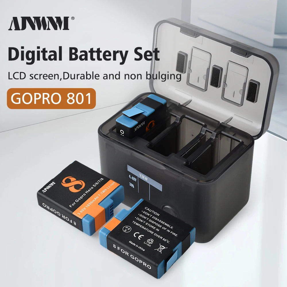 

Gopro Hero 8/7/6/5 Battery with LCD Display Multifuntional Smart Gopro Battery Charging Box/Case for Gopro Hero 8 7 6 5